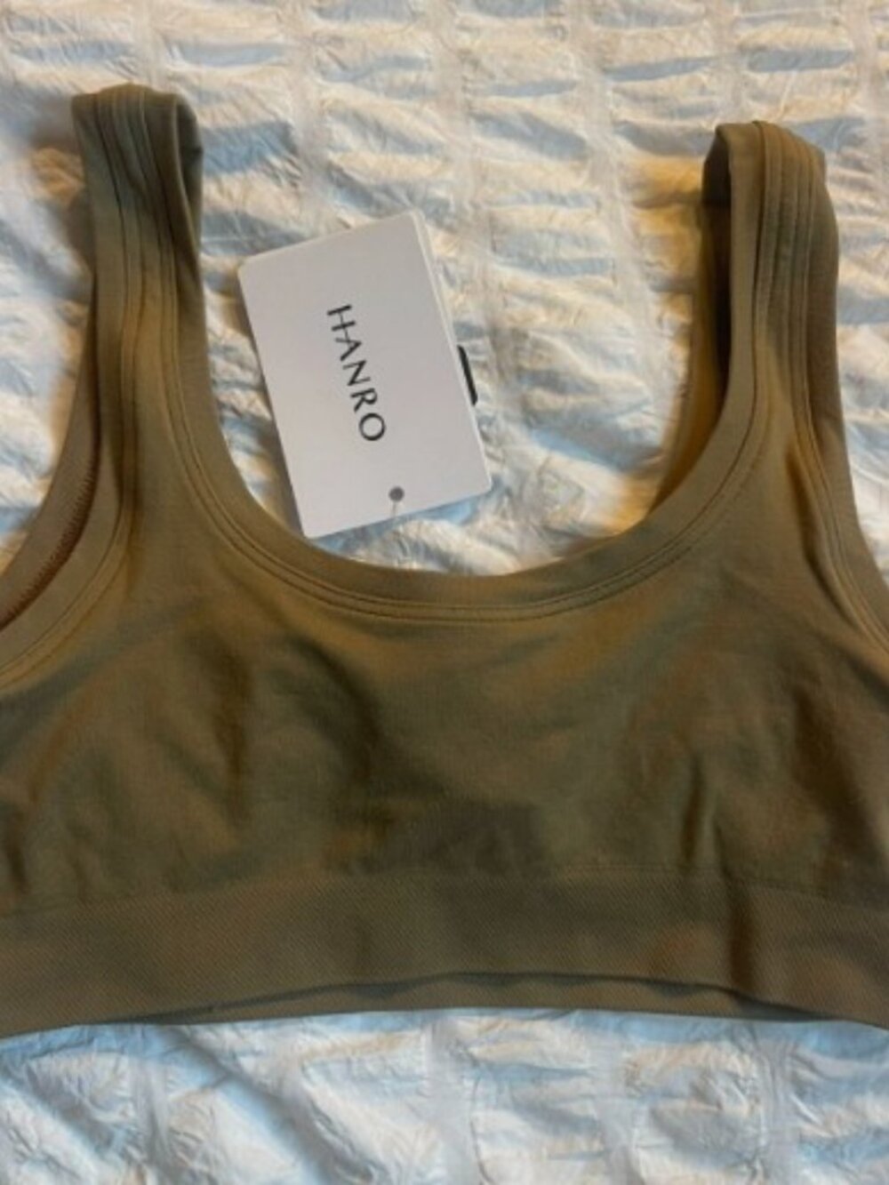 Hanro Touch Feeling Braletts XS Walnut Scoop Crop Tank Top Soft NEW NWT $110 - Picture 2 of 5
